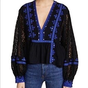 Free People Long Sleeve Detailed High Low Top